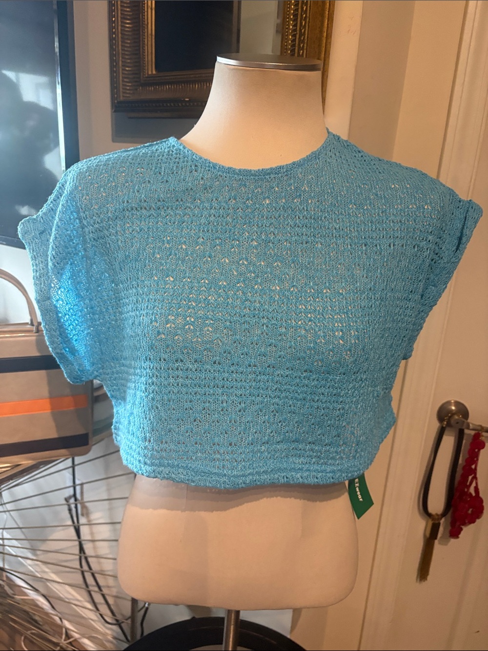 SHEIN Sky Blue Knit Cropped Tee